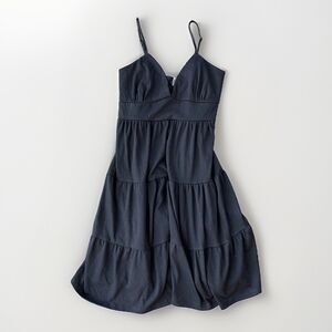 Taboo Black Tiered Mini Dress Size M Jersey Soft V-Neck